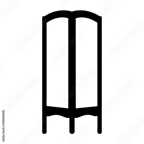 Silhouette of a classic wardrobe or armoire with two doors and legs