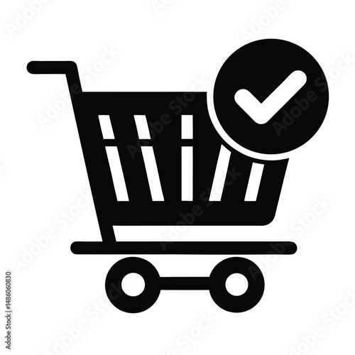 Shopping Cart Approval Icon Minimalist Design