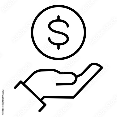 Hand with money icon hand