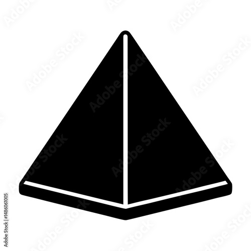 Simple black pyramid icon on white background in geometric style art