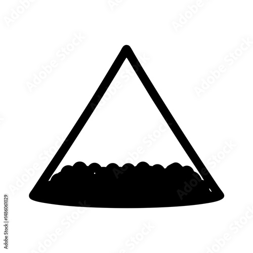 Stylized monochrome illustration of a triangle filled with rounded shapes or mass