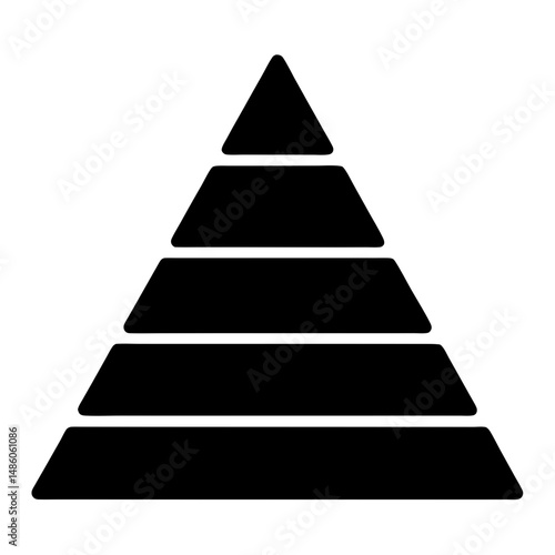 Black pyramid diagram with five levels for presentation and data analysis