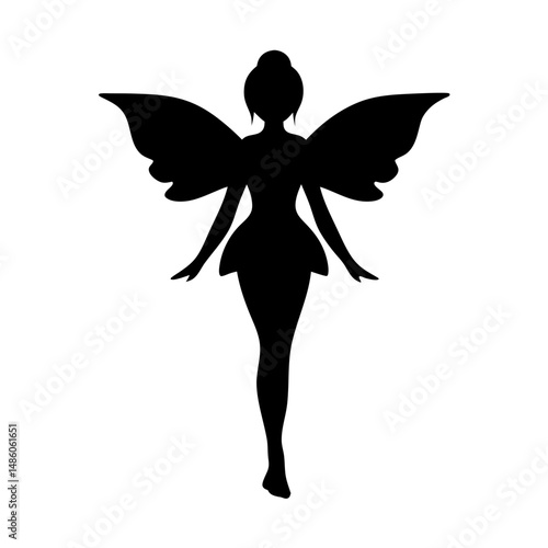 Silhouette of a fairy with wings, a magical and ethereal figure