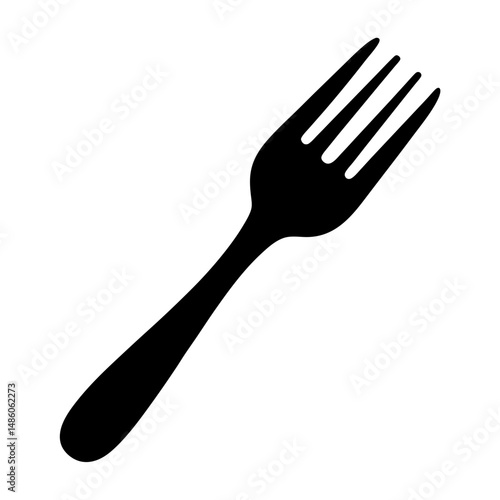Simple black and white vector illustration of a fork on white background