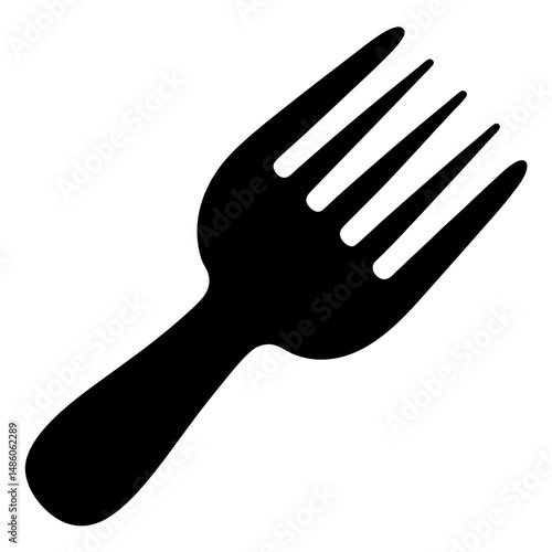 Silhouette of a fork, a common utensil used for consuming food items