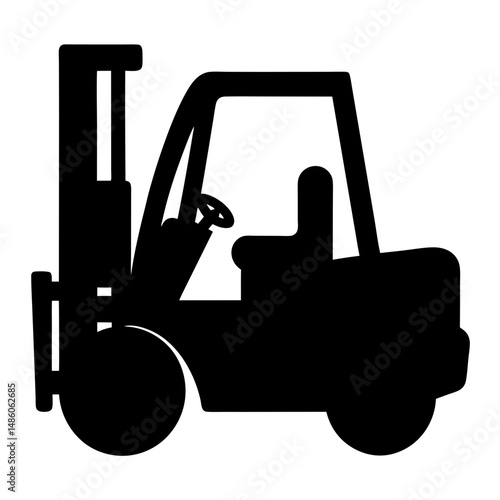 Silhouette image of a forklift truck for material handling and lifting