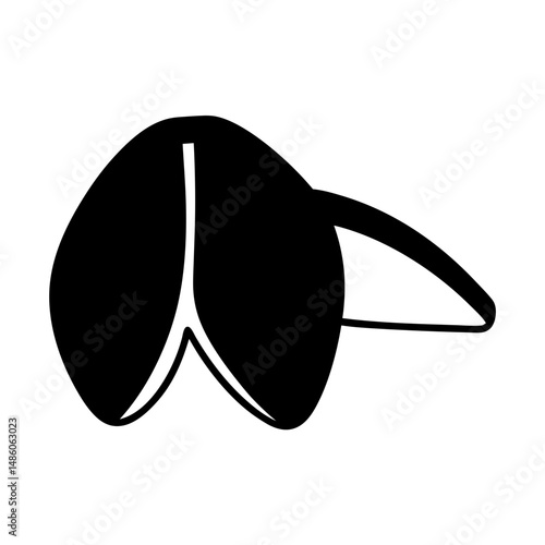 Monochrome image of a fortune cookie in a simple and clean style