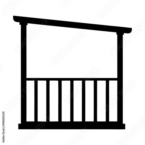 Simple black and white illustration of a building porch structure image