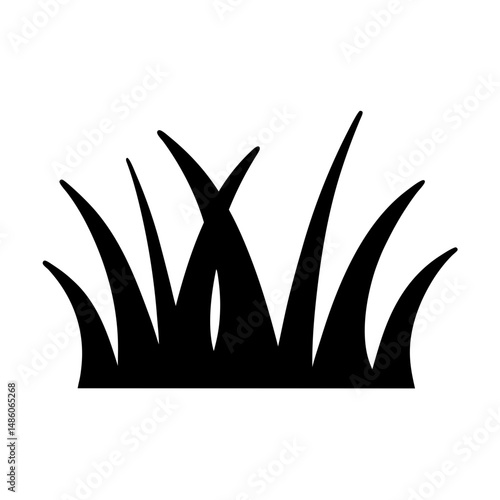 Minimalist illustration of a grass patch in black and white colors