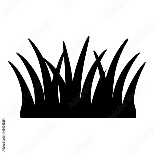 Minimalistic silhouette illustration of grass blades on a white background design