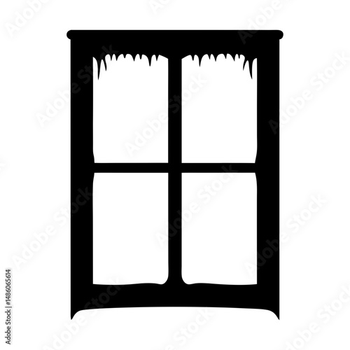 Silhouette of window frame with decorative top, classic style and shape