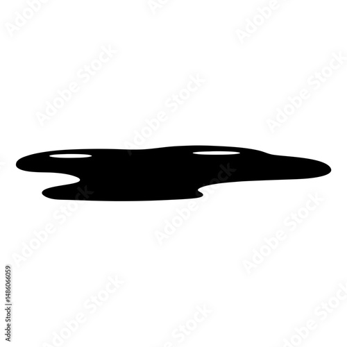 A flat design black silhouette of a puddle with irregular borders
