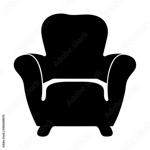 Black silhouette of a classic armchair with high back and armrests