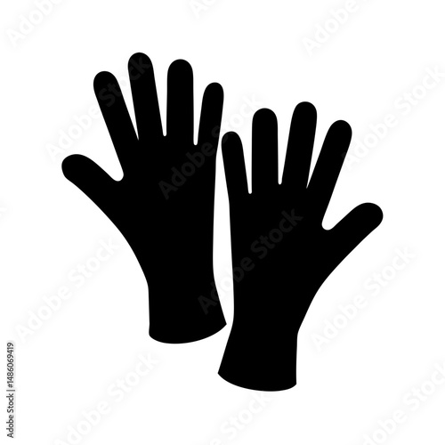 Isolated pair of black gloves for safety and protection for hands