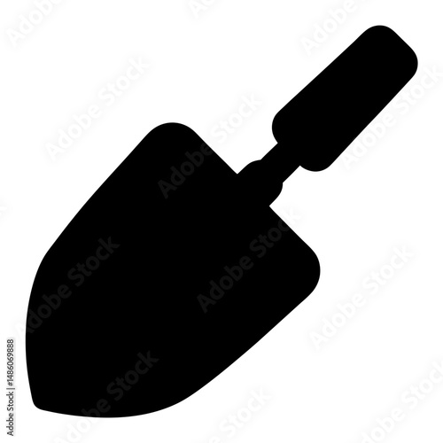 Isolated Silhouette of a Hand Trowel Used for Gardening and Planting