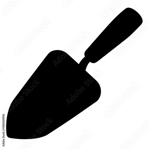 Black silhouette of a gardening trowel, tool for planting in the garden