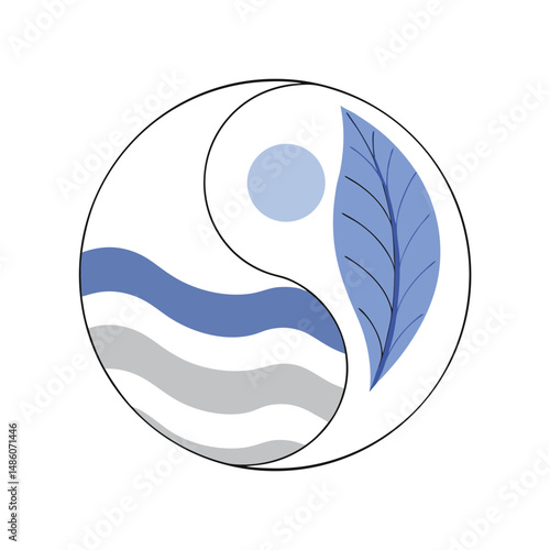 Yin yang symbol with nature elements represents balance harmony and equilibrium