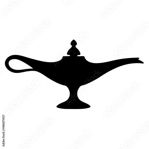 Silhouette of a Magic Lamp Against a White Background, Arabian Nights