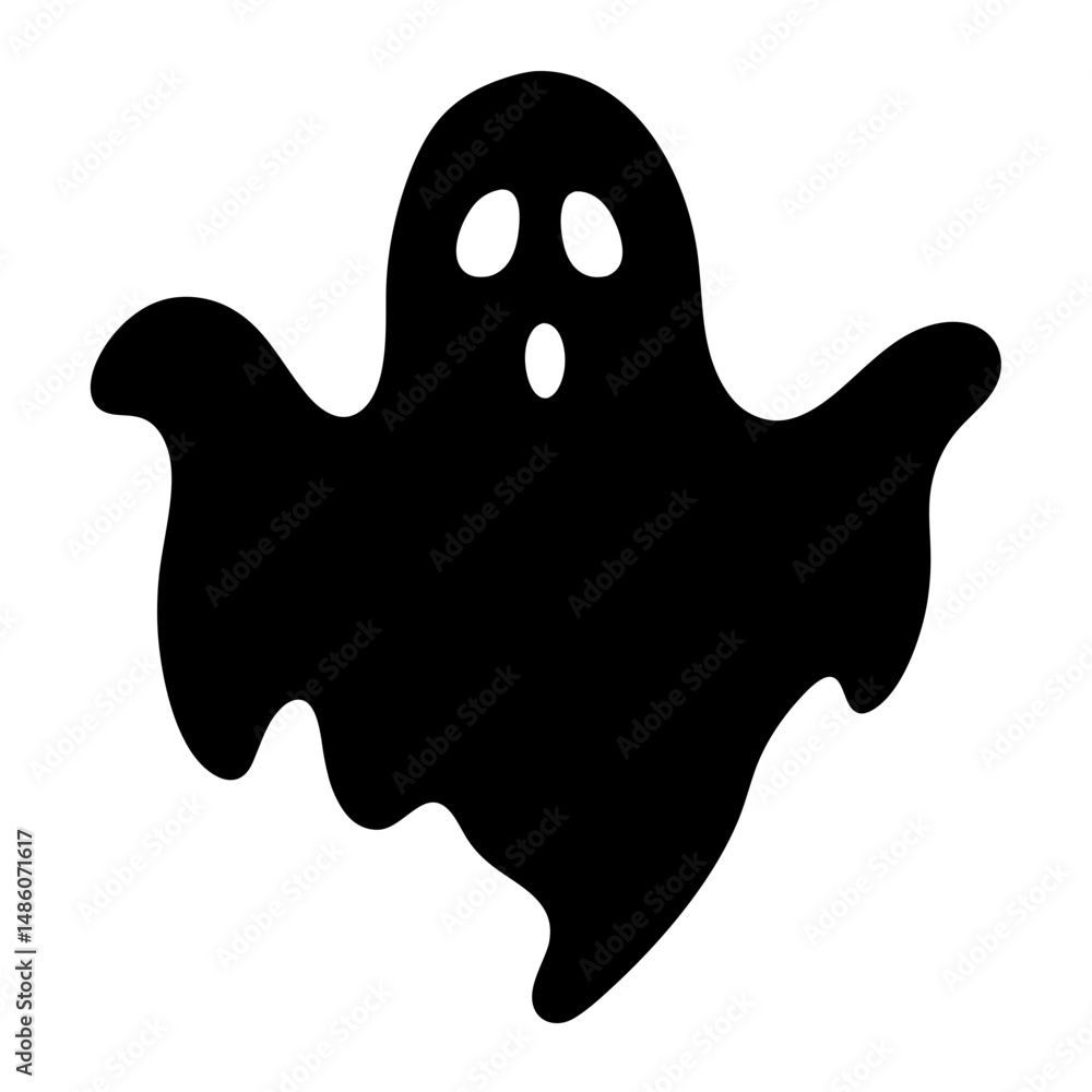 Simple Black and White Ghost Silhouette for Halloween Decorations and Crafts Simple Black and White Ghost Silhouette for Halloween Decorations and Crafts
