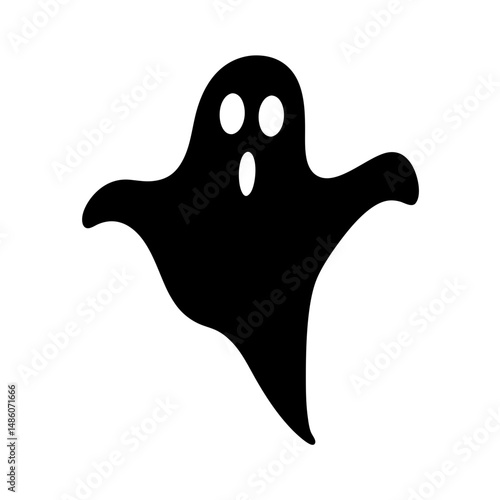 Silhouette of a spooky ghost on a white background for Halloween holiday