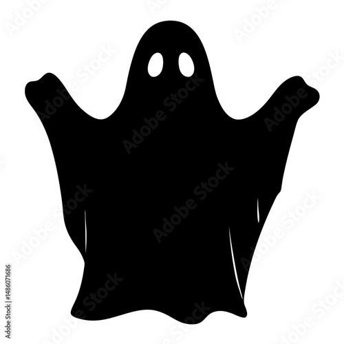 Spooky Black Ghost Silhouette for Halloween Decoration and Themed Celebrations