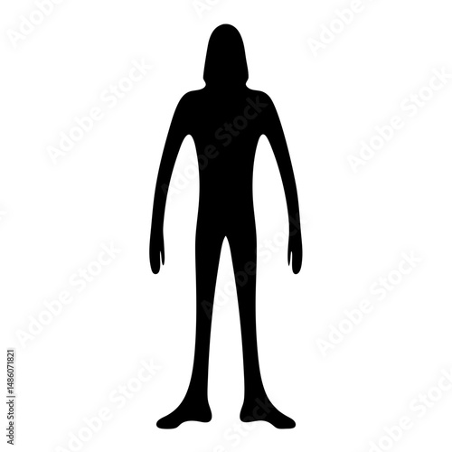 Black Silhouette of an Enigmatic Figure Standing on a White Background
