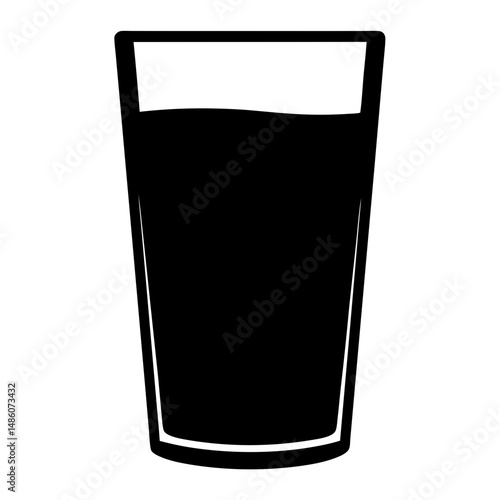 Black and white image of a glass with dark liquid inside