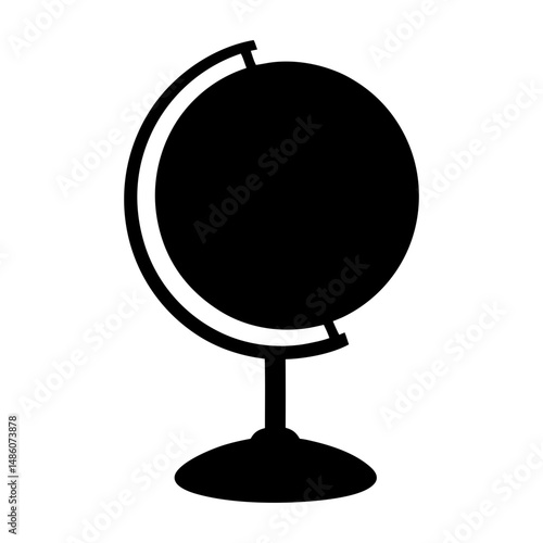 Simple black globe illustration on a white background for educational purposes