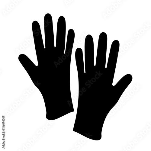 A pair of black gloves with fingers outstretched and a simple design