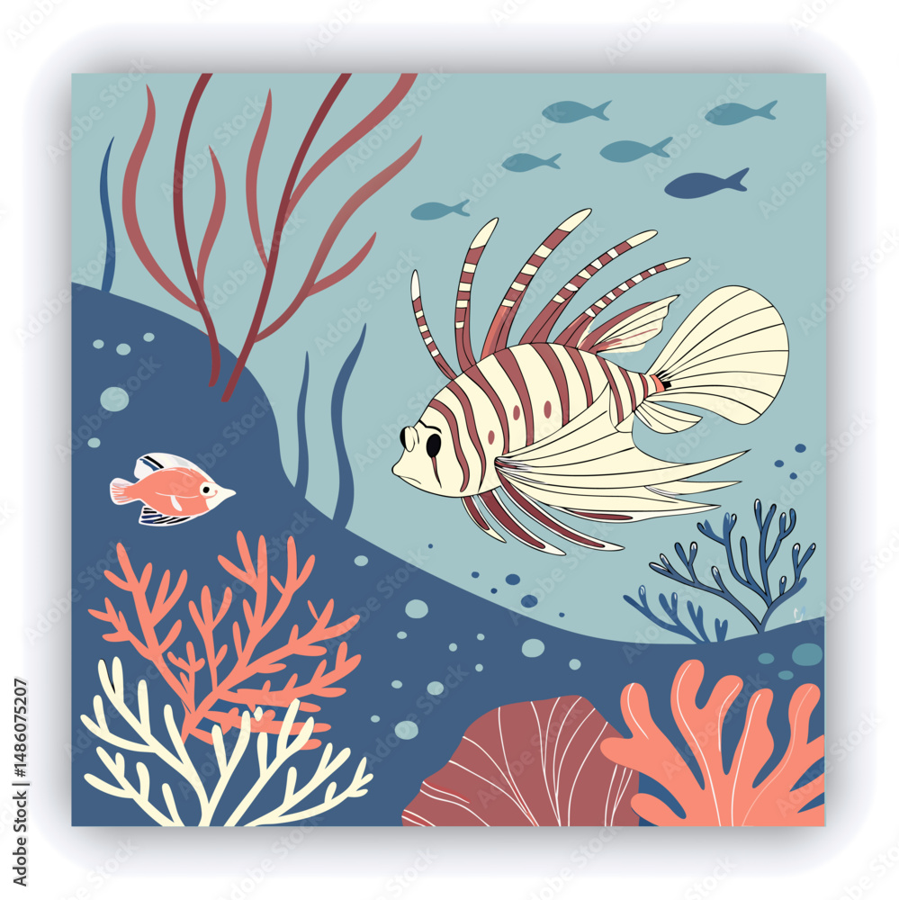 Stunning image of a tropical fish swimming amidst a vibrant coral reef, showcasing colorful marine life in a serene underwater environment. Stunning image of a tropical fish swimming amidst a vibrant coral reef, showcasing colorful marine life in a serene underwater environment.