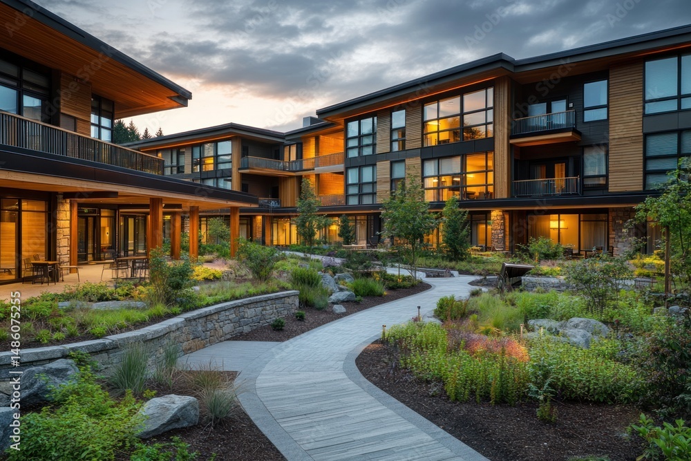 Serene Evening at The Luxurious Retirement Community Serene Evening at The Luxurious Retirement Community