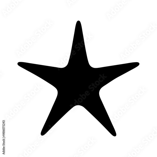Simple five pointed black star vector image with rounded tips on white