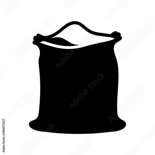 Stylized sack silhouette with drawstring handle, perfect for storage or transport illustration