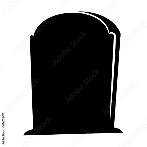 Simple Black Tombstone Silhouette Isolated on White Background, Perfect for Halloween