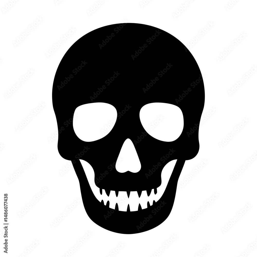 Fototapeta premium Simple Black Skull Vector Illustration on White Background for Halloween