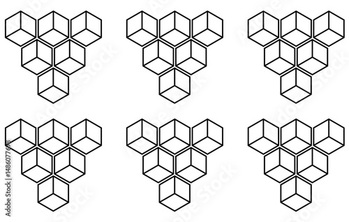 Vector illustration of a necker cube optical illusion arrangement. Suitable for interesting and ambiguous visual elements, psychology of perception concepts, or abstract illustrations.