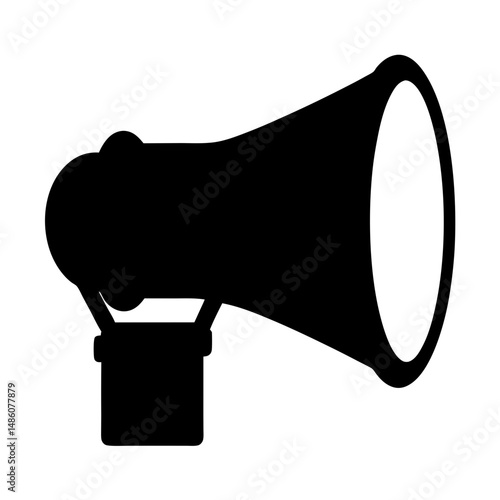 Monochrome silhouette of a megaphone, a device for amplifying voices loudly