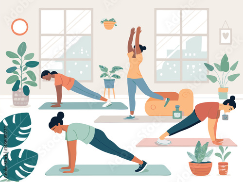 Silhouettes of Athletes Performing Gym Workouts – Bold Vector Design