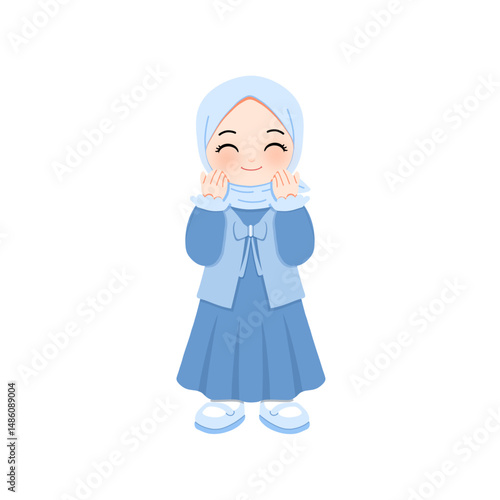 Cute hijab girl praying gesture
