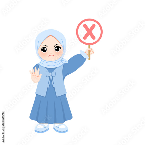 Cute hijab girl carrying no sign