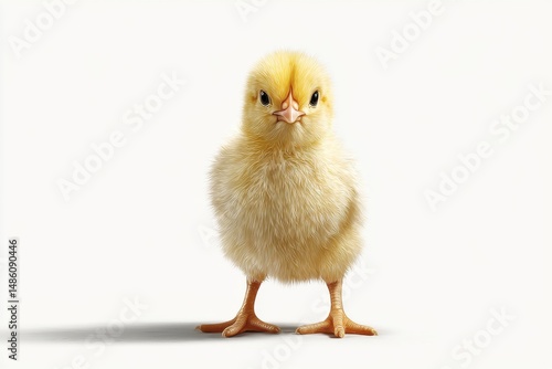 Wallpaper Mural A cute fluffy yellow chick standing on a white background, looking straight ahead with its little beak and bright eyes, ready for spring. Torontodigital.ca