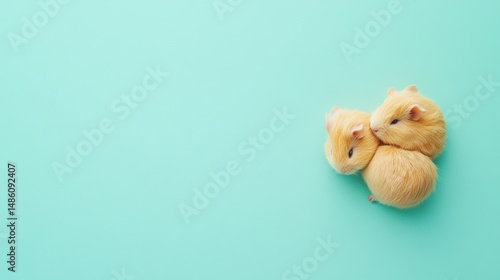 Two adorable baby guinea pigs cuddling