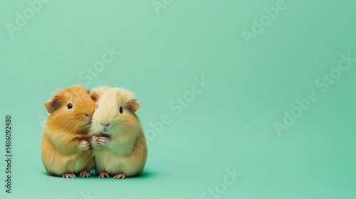 Two adorable guinea pigs cuddling