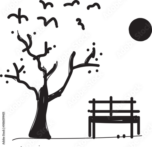 Sun & Tree Hand Drawing
