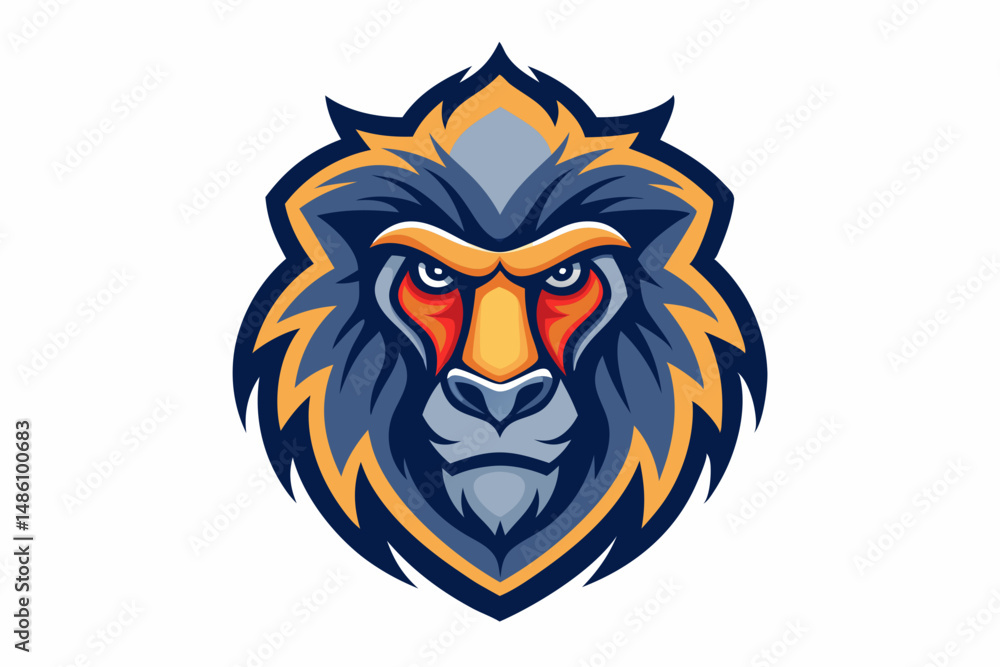 Obraz premium baboon head logo vector on white background