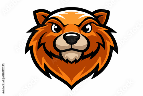 beaver head logo vector on white background