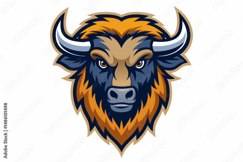 bison head logo vector on white background bison head logo vector on white background