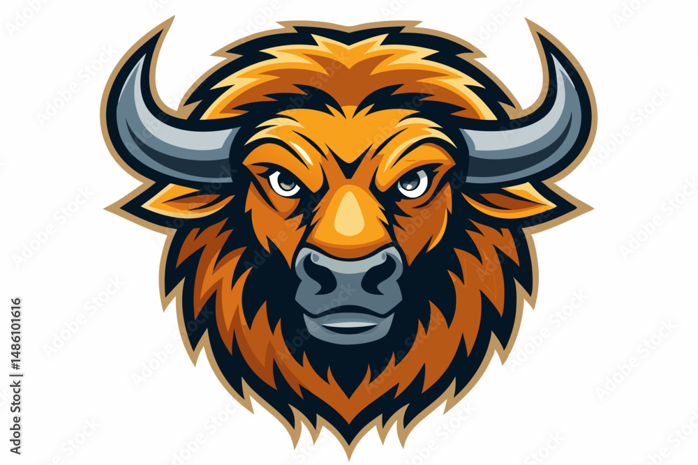 Obraz premium bison head logo vector on white background