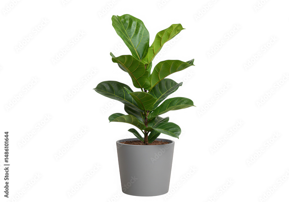 Obraz premium Fiddle leaf fig plant in pot isolated on transparent background