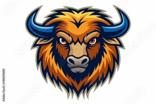 bison head logo vector on white background